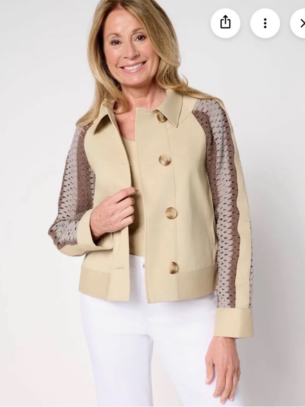 LOGO Artisan Crochet and Beige Twill Jacket  Size Large